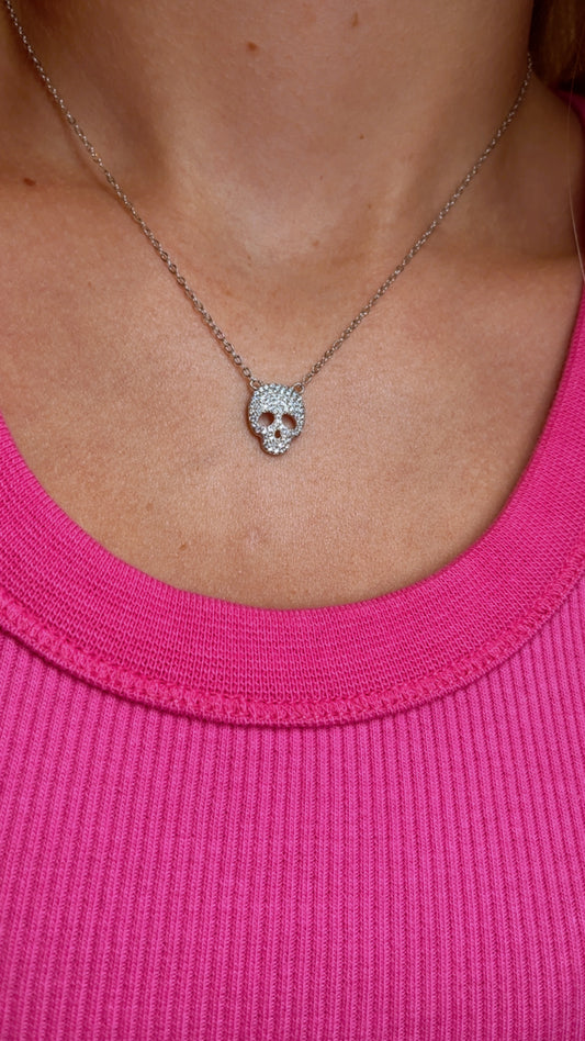 Crystal Skull .925 sterling silver necklace