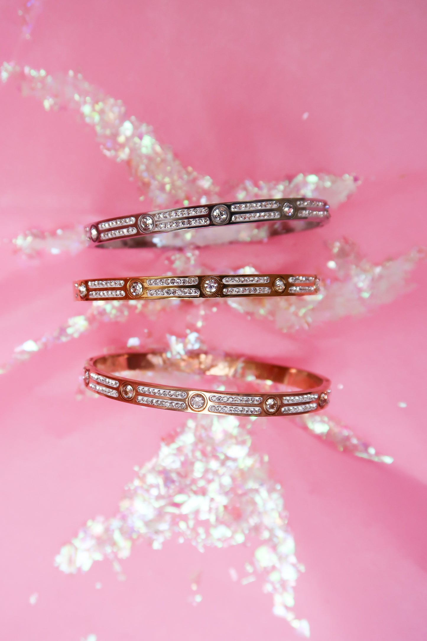 Triple Threat Crystal Bangle Trio