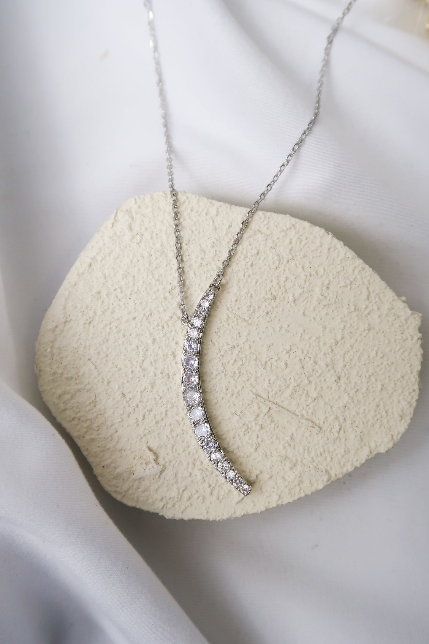 Over the Moon 316L Stainless Steel Crystal Necklace