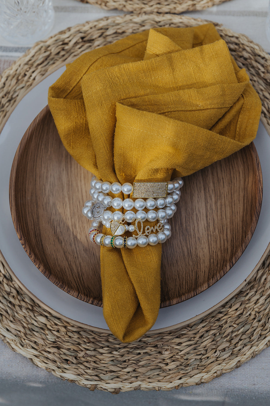 Swanky 5 Piece Pearl Bracelet Stack