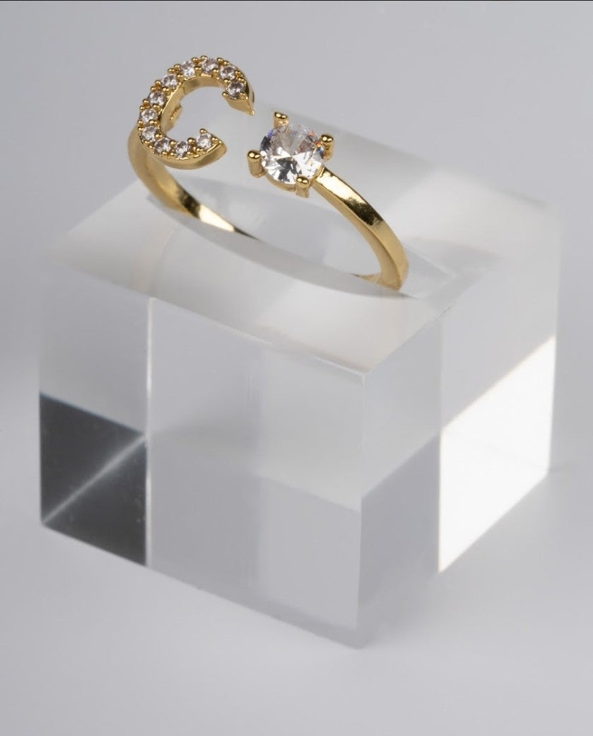 316L Stainless Steel Crystal Initial Ring